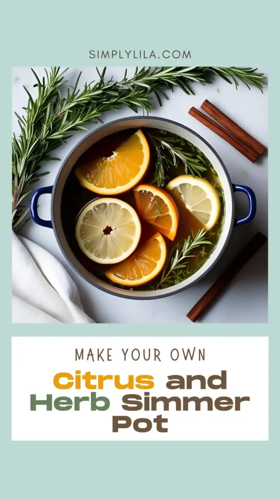 Citrus and herb simmer pot recipe with orange lemon rosemary and cinnamon