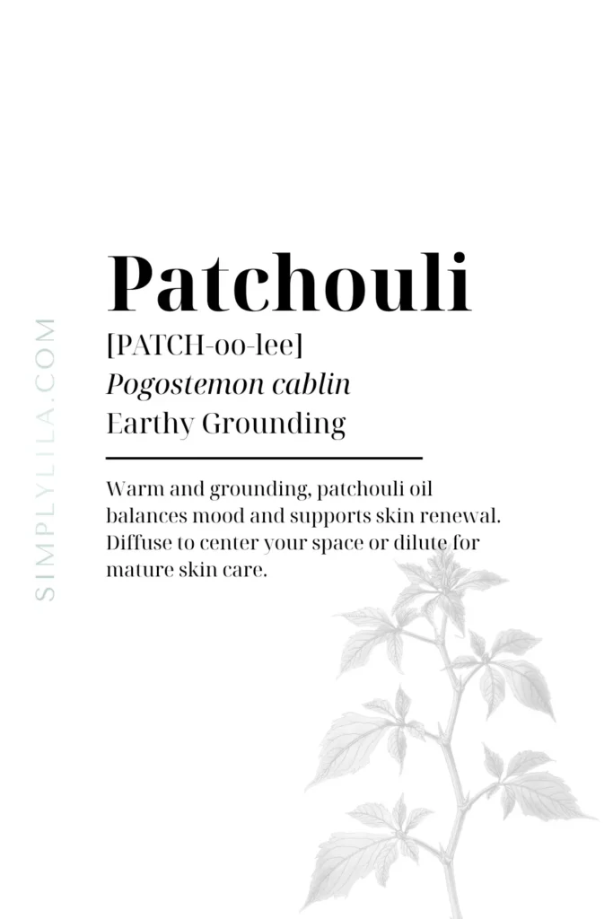 patchouli essential oil benefits Pogostemon cablin earthy grounding aromatherapy oil